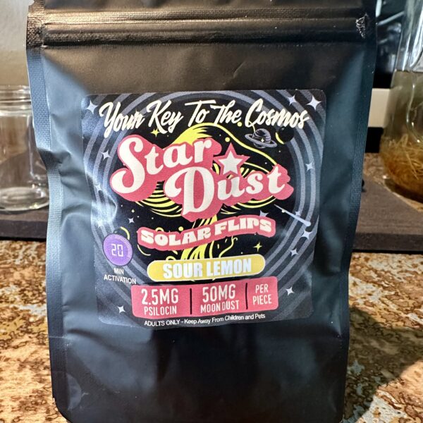 Star Dust Solar Flips, Sour Lemon. 2.5mg psilocin 50mg Moon Dust per piece